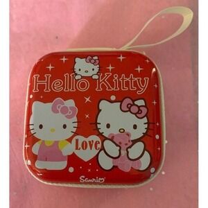 Hello KITTY Love Heart Coin Bag‎ Storage Pouch Earbuds Jewelry Box Zip New